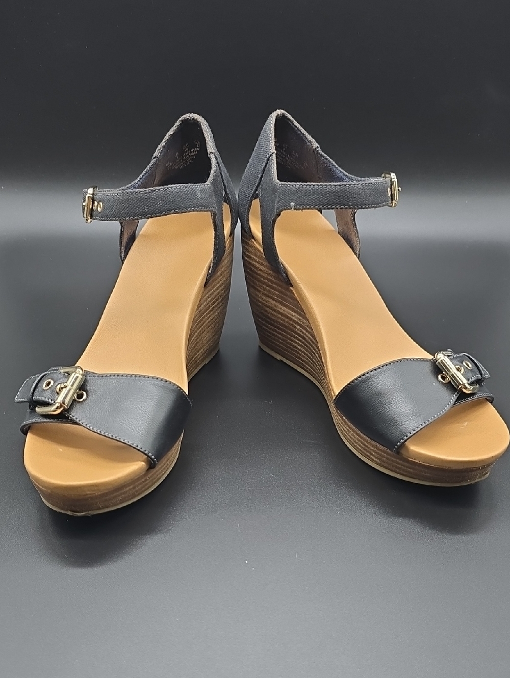 Dr. Scholl's |Women's| Black Wedge Sandals with Ankle Strap | Size 10